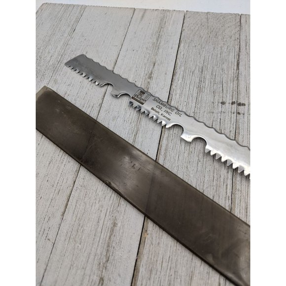 Vintage Warco #2 Stainless Double Sided Knife Philgas Oil Wood Handle Slice Car - Picture 3 of 8